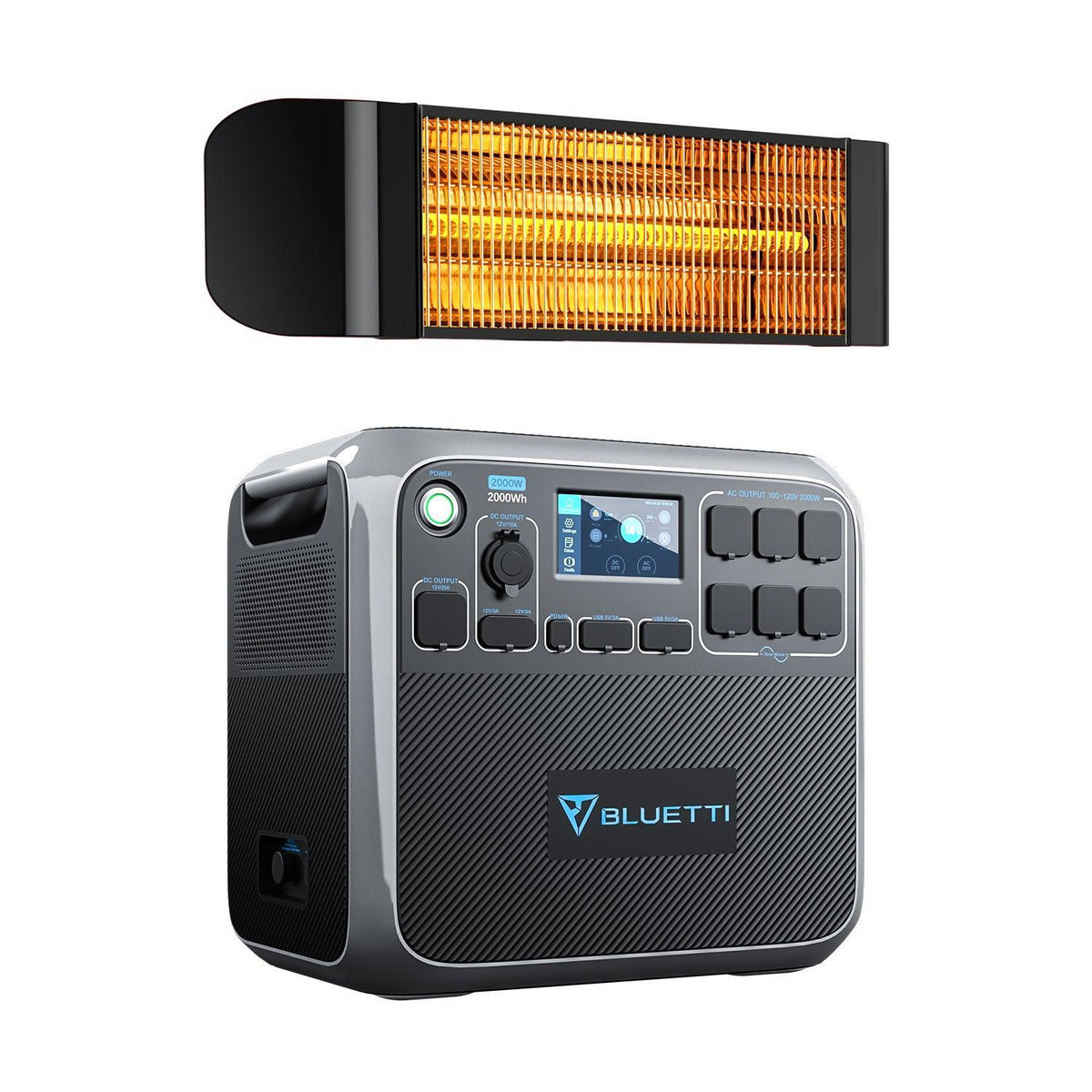 BLUETTI AC200P 2000Wh/2000W Portable Power Station+QHA Patio Heater 1500W - Maxoak
