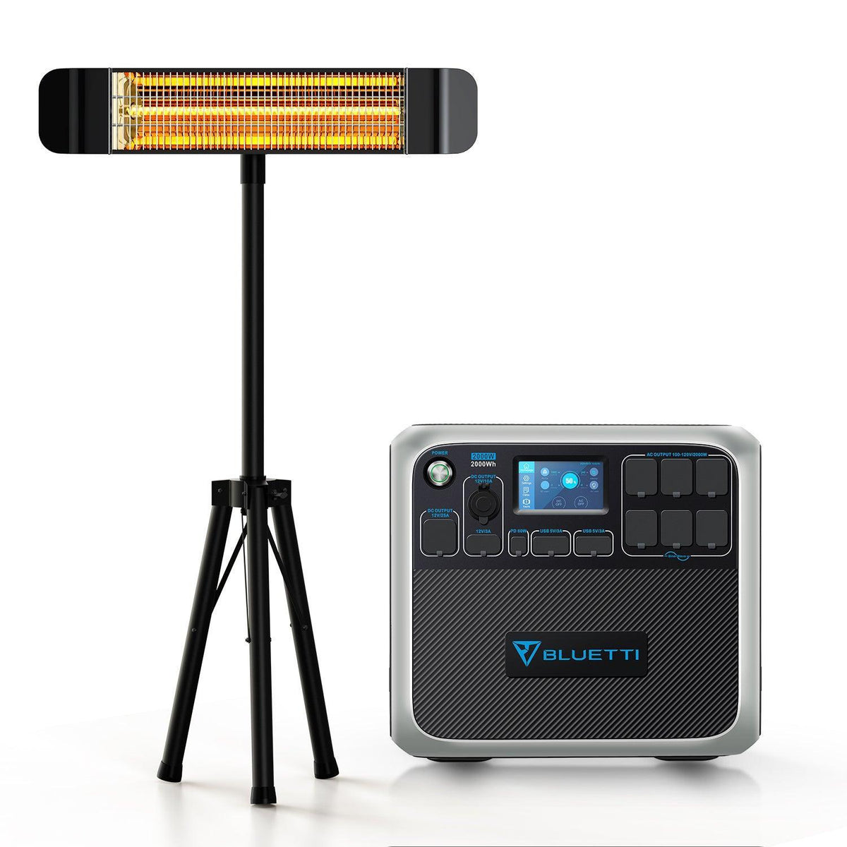 BLUETTI AC200P 2000Wh/2000W Portable Power Station+QHA Patio Heater 1500W - Maxoak