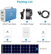 maxoak bluetti eb240 power station bundle packing list